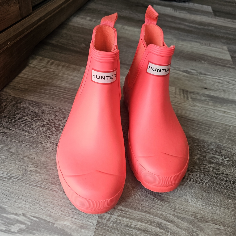 Hunter Womens Original Chelsea Rain Boots Coral Pink Size US 6 Waterproof - Picture 2 of 16